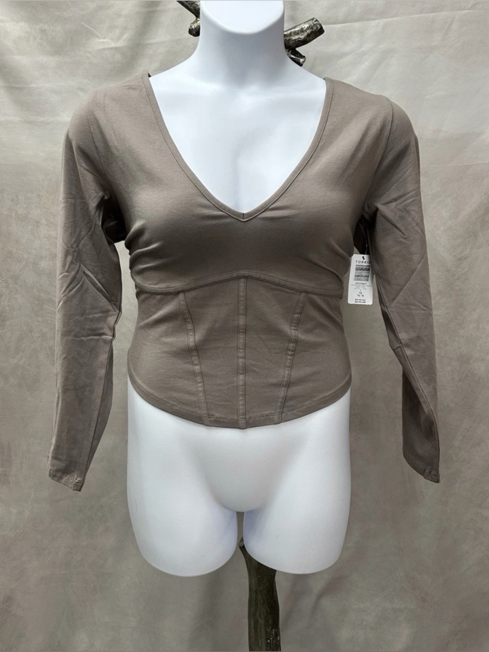 NWT Torrid Taupe Foxy V-neck Corset Top Plus Size 1